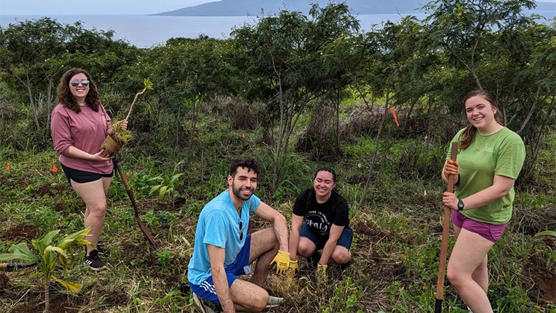 Students volunteering in Maui